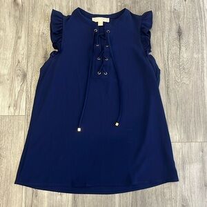 Michael Michael Kors Navy Ruffled Sleeve Women's size Small Blouse Top